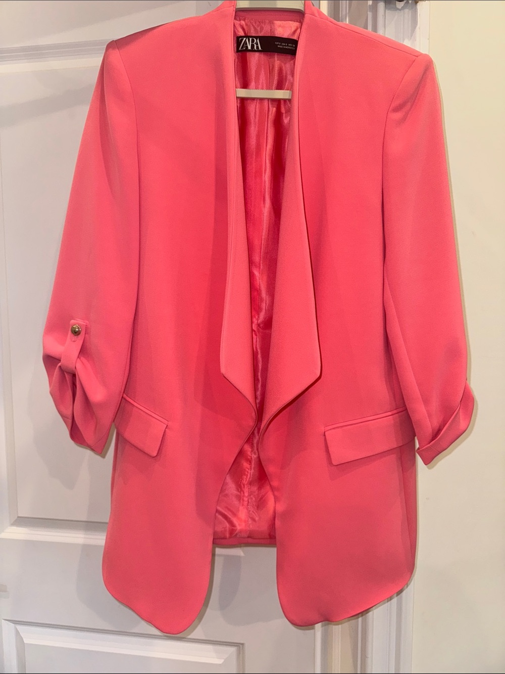 Zara Pink Draped Open-Front Blazer